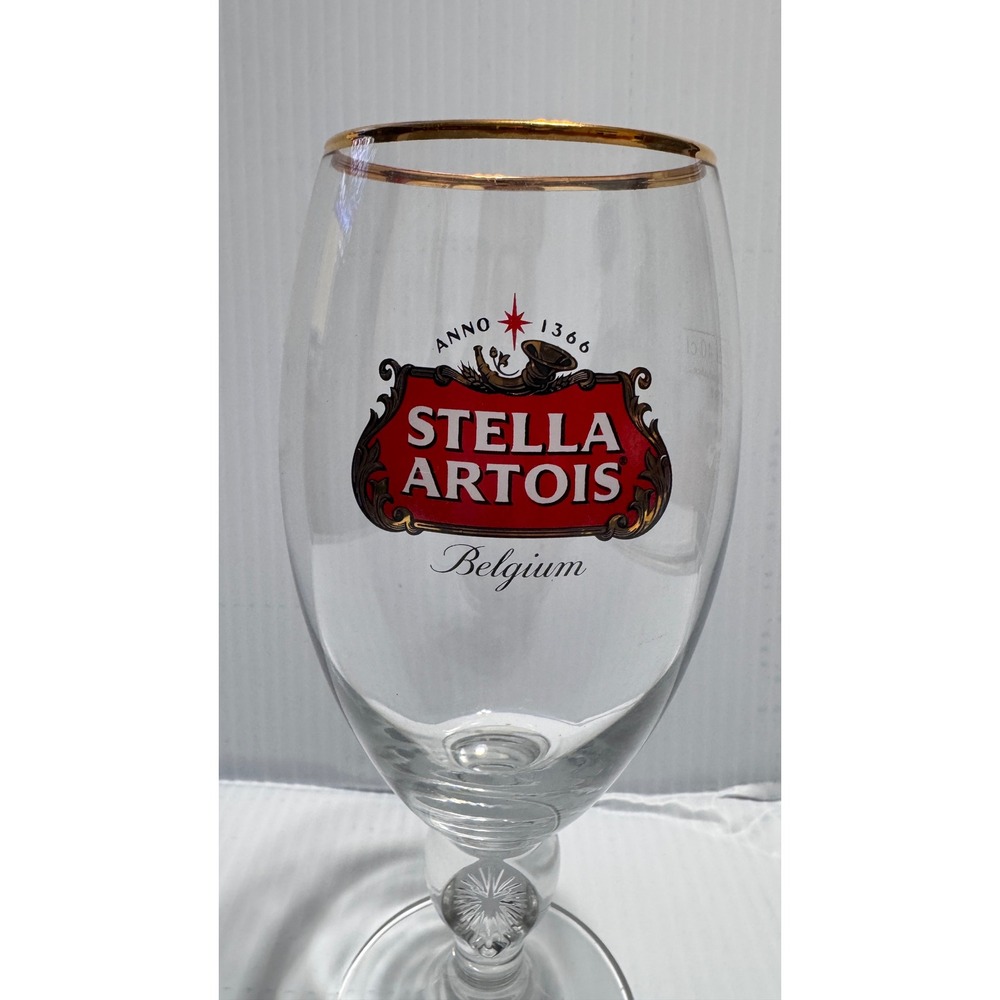 Stella Artois Anno 1366 Belgium Chalice Beer Glass Gold Rim 40cl Pasabahce 34947